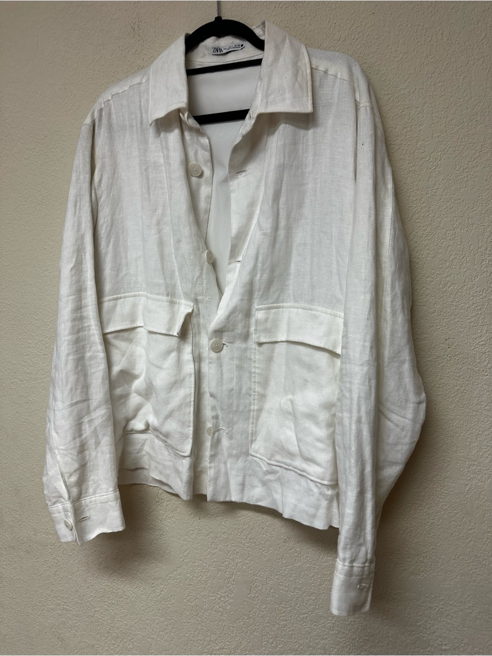 Zara womans Linen-Blend jacket size L